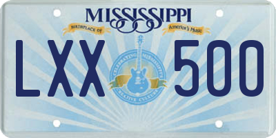 MS license plate LXX500