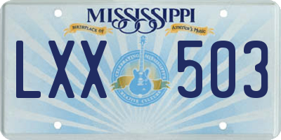 MS license plate LXX503