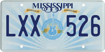 MS license plate LXX526