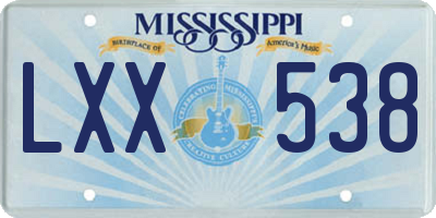 MS license plate LXX538