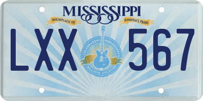 MS license plate LXX567