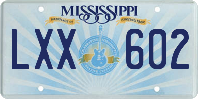 MS license plate LXX602