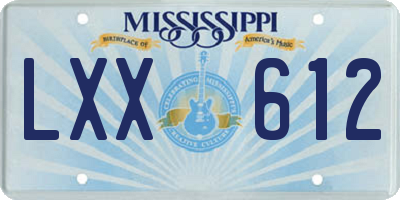 MS license plate LXX612
