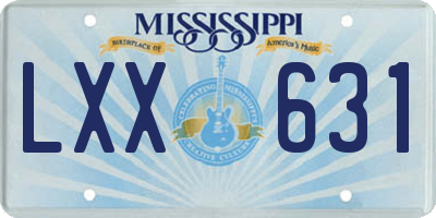 MS license plate LXX631