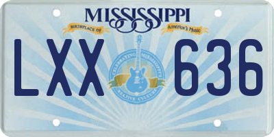 MS license plate LXX636