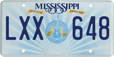 MS license plate LXX648