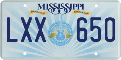 MS license plate LXX650