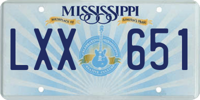 MS license plate LXX651
