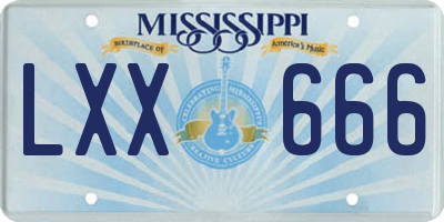 MS license plate LXX666