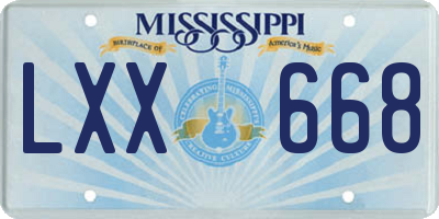 MS license plate LXX668