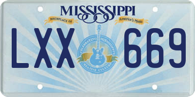 MS license plate LXX669
