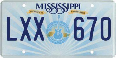 MS license plate LXX670