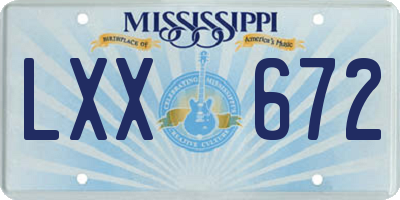 MS license plate LXX672