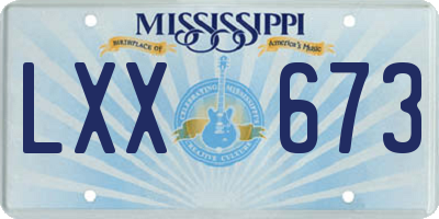 MS license plate LXX673