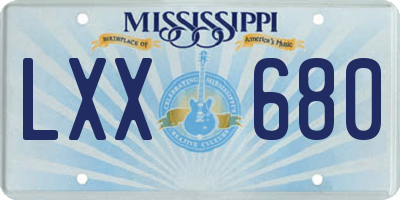 MS license plate LXX680