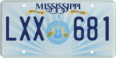MS license plate LXX681