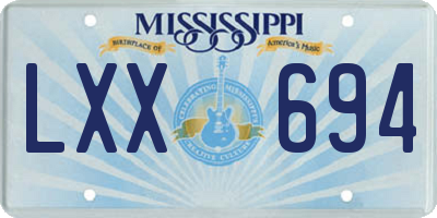 MS license plate LXX694