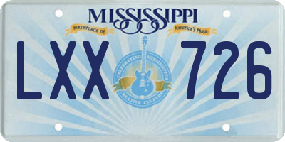 MS license plate LXX726