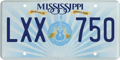 MS license plate LXX750