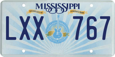 MS license plate LXX767