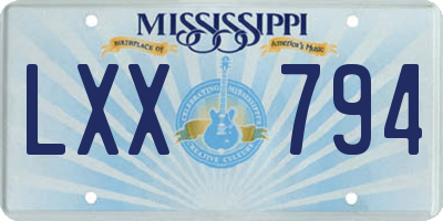 MS license plate LXX794