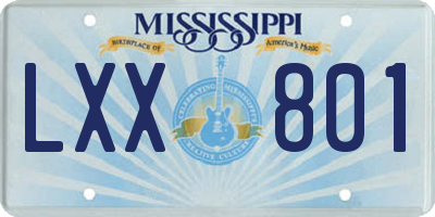 MS license plate LXX801