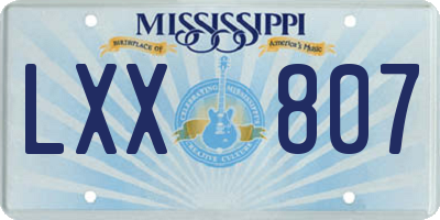 MS license plate LXX807