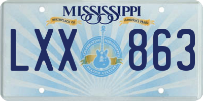 MS license plate LXX863