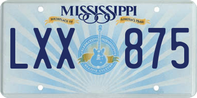 MS license plate LXX875