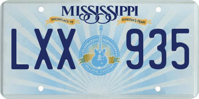 MS license plate LXX935