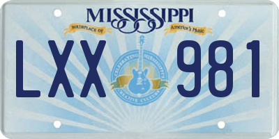 MS license plate LXX981