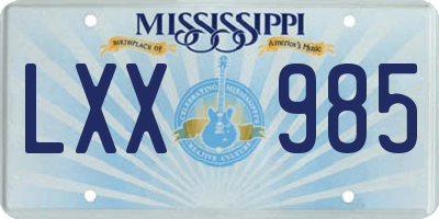 MS license plate LXX985