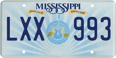 MS license plate LXX993