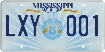 MS license plate LXY001