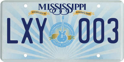 MS license plate LXY003
