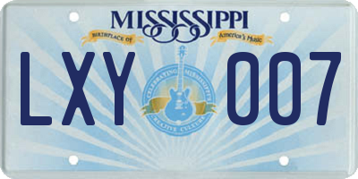 MS license plate LXY007