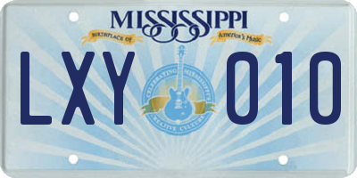 MS license plate LXY010