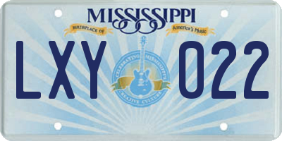 MS license plate LXY022