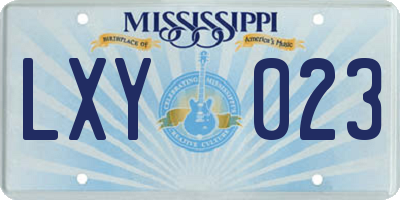 MS license plate LXY023