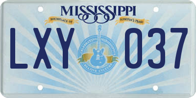 MS license plate LXY037