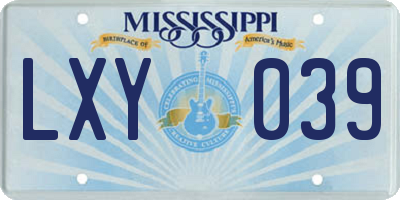 MS license plate LXY039