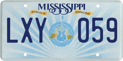 MS license plate LXY059