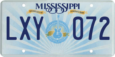 MS license plate LXY072
