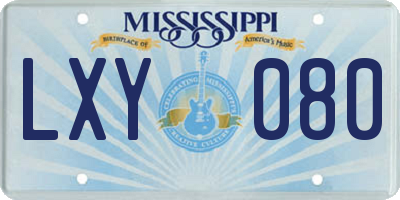 MS license plate LXY080
