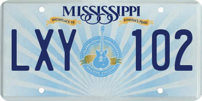 MS license plate LXY102