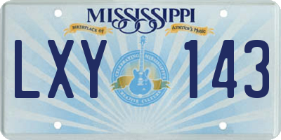 MS license plate LXY143