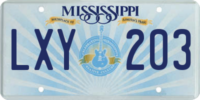 MS license plate LXY203