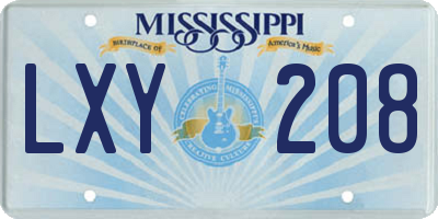 MS license plate LXY208