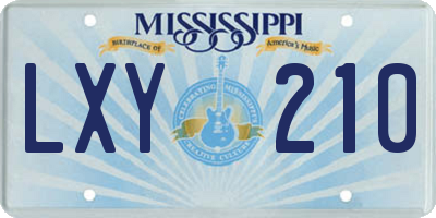 MS license plate LXY210