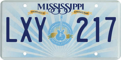 MS license plate LXY217